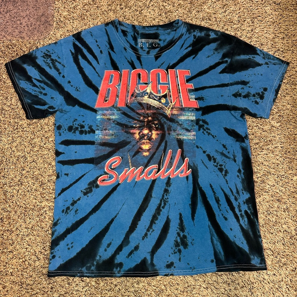 Notorious B.I.G. T Shirt Mens Large Blue Tie Dye Short Sleeve B Smalls Graphic